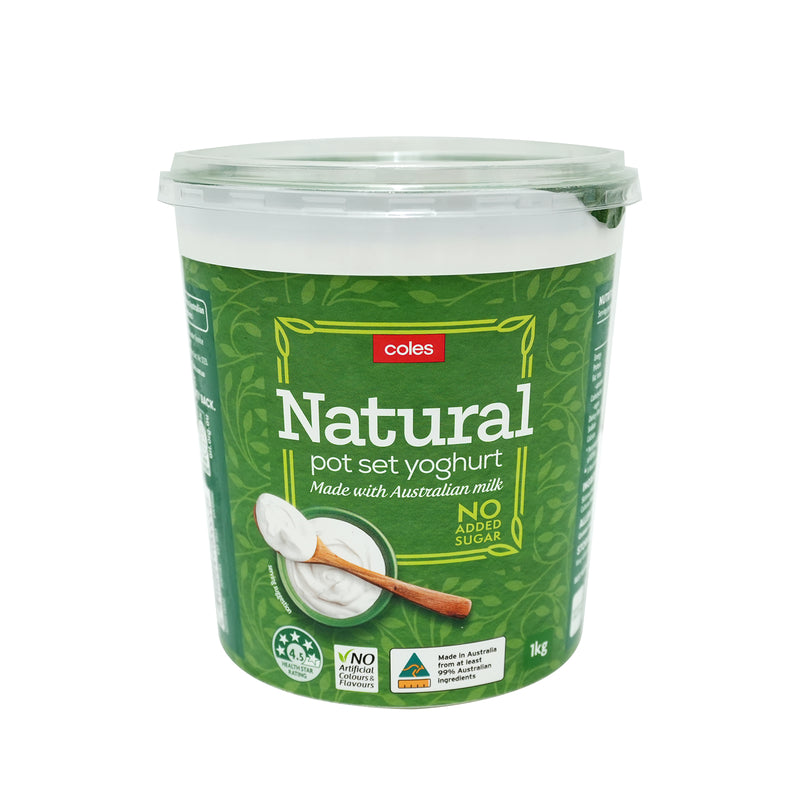 Coles Natural Pot Set Yoghurt (No Added Sugar) 1kg